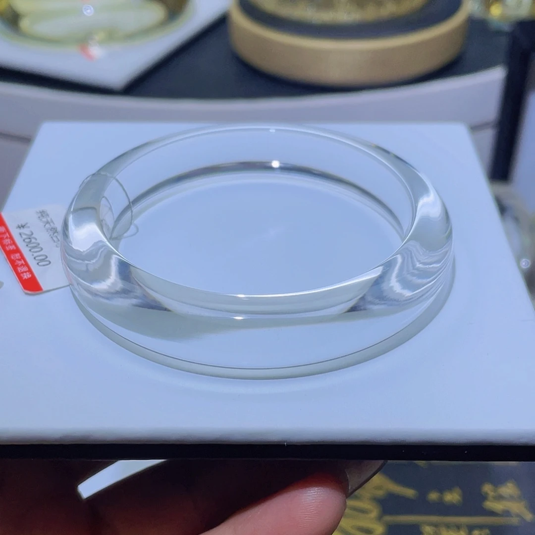水晶手镯未镶嵌 天然白水晶高冰透53➕