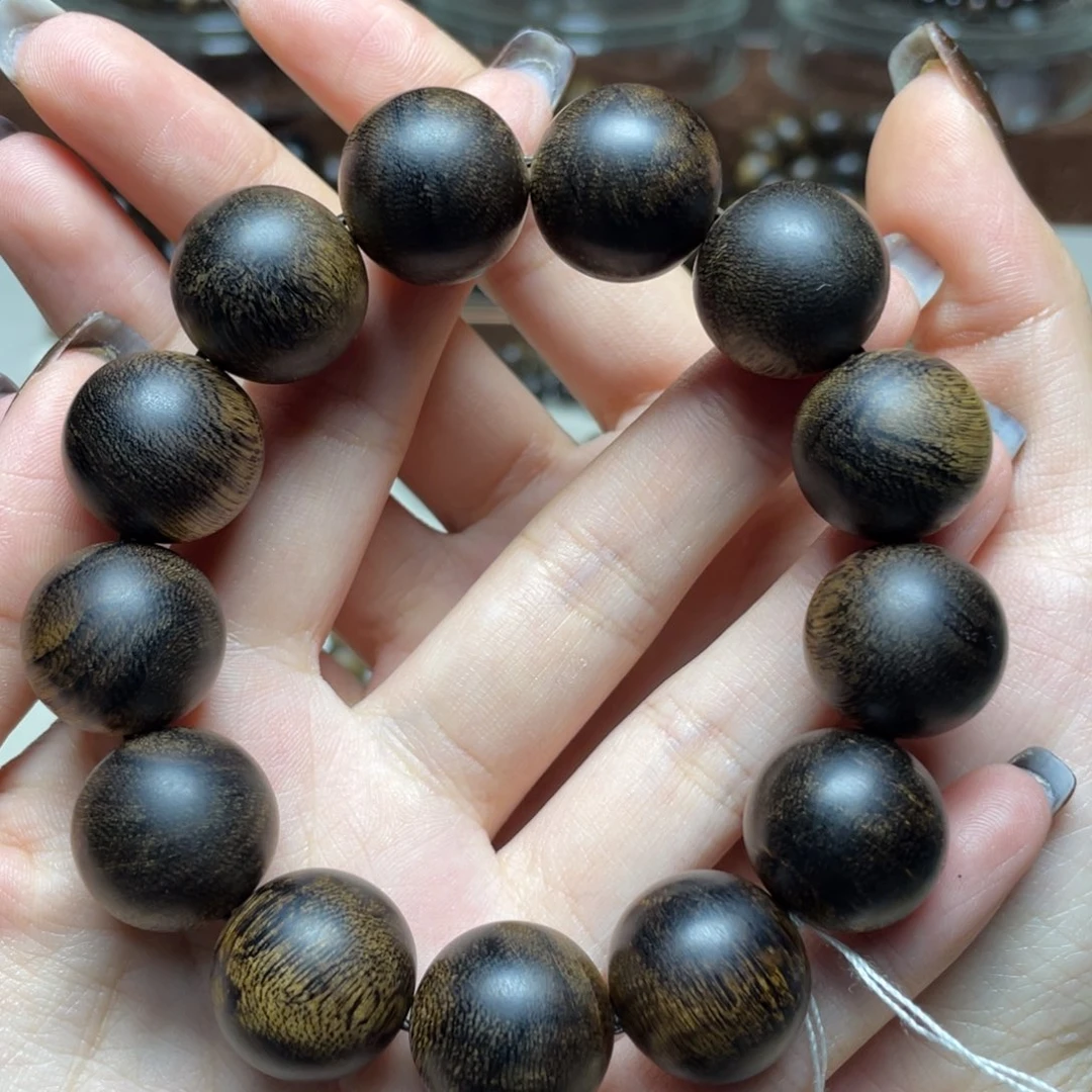 沉香手串H****h越南芽庄白奇楠虎斑虎皮瘤疤1.8单圈沉水
