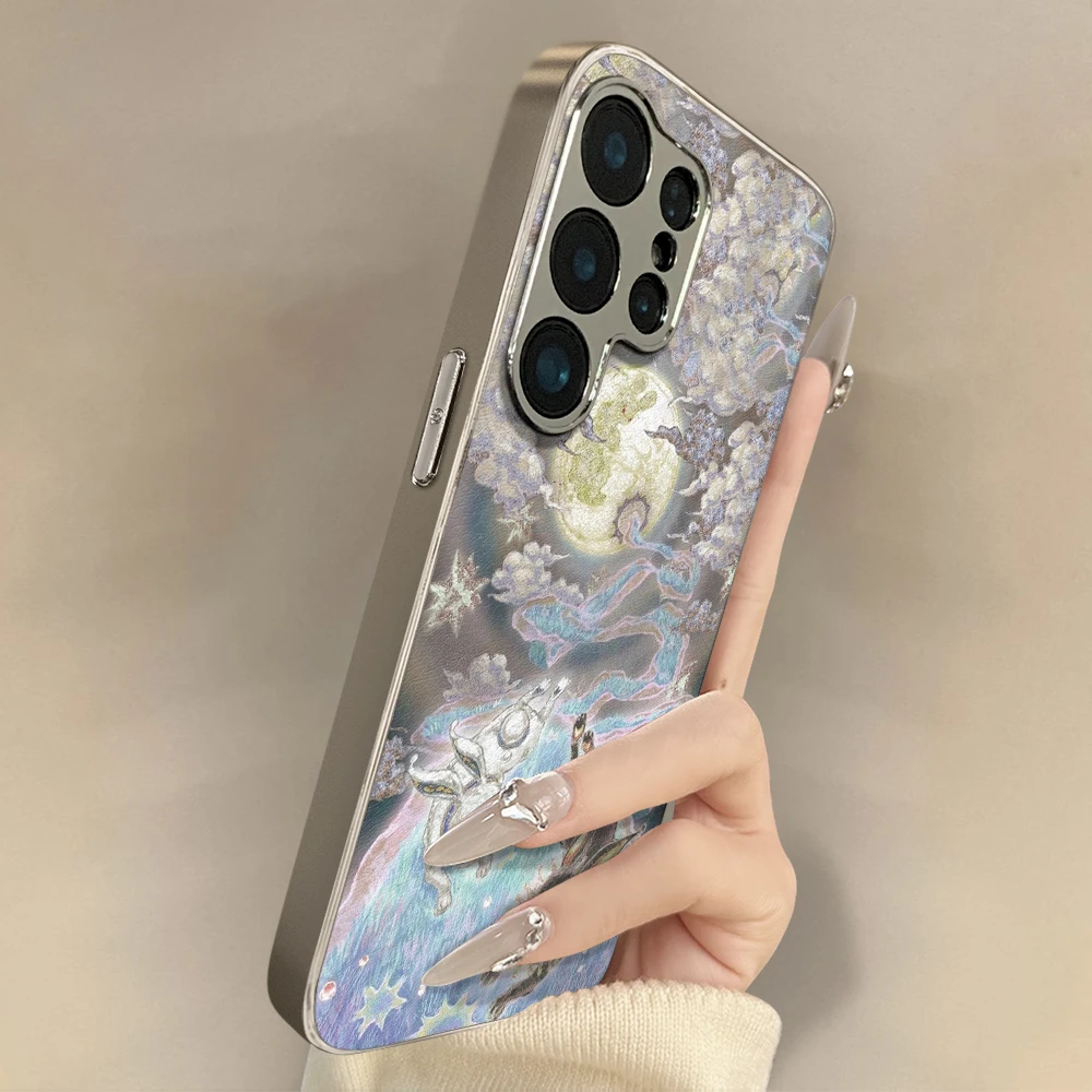 月下飞兔适用三星Galaxys25+手机壳Samsungs24高级感S23Ultra防摔