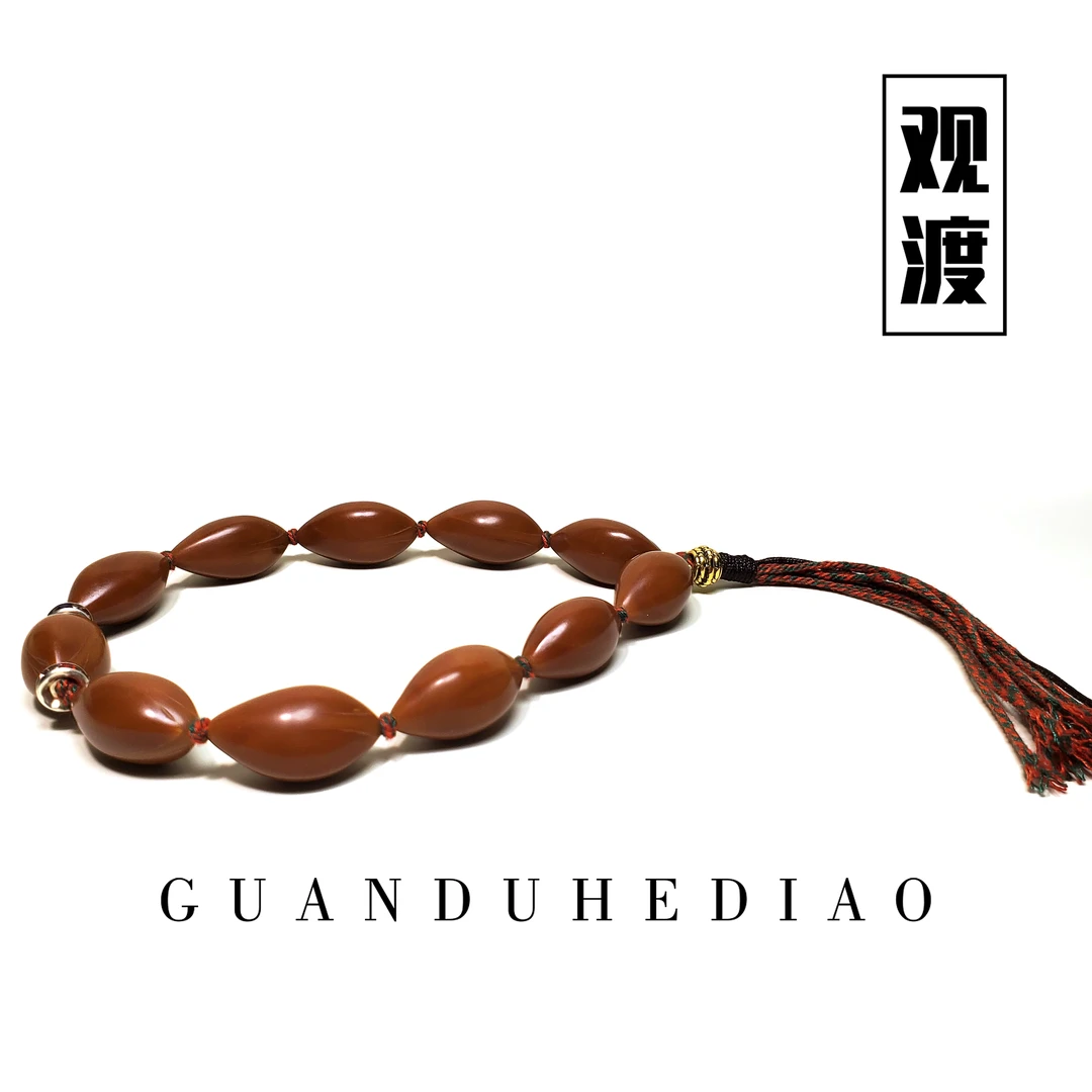 GUANDU观渡-相思红豆 原桩 同色 老料 红油核 橄榄核手持