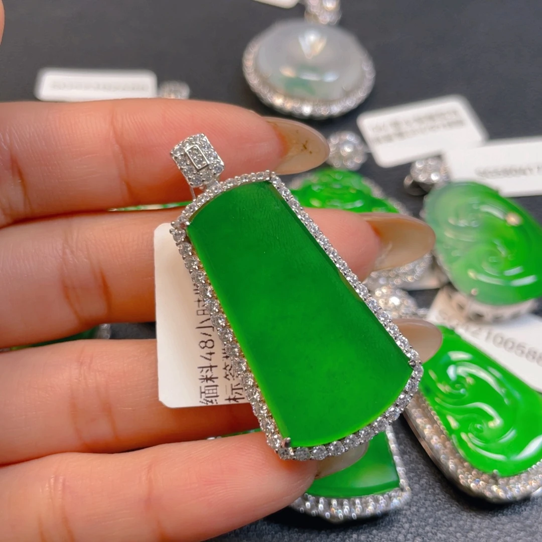 翡翠银S925镶嵌挂件