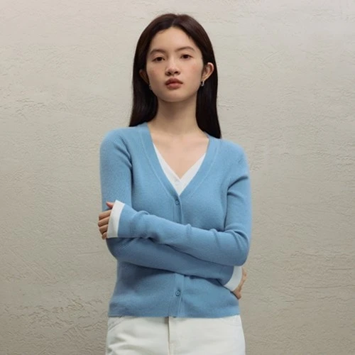 自巧小个子女装穿搭法式假两件针织衫修身显瘦开衫上衣 23ZQ94100