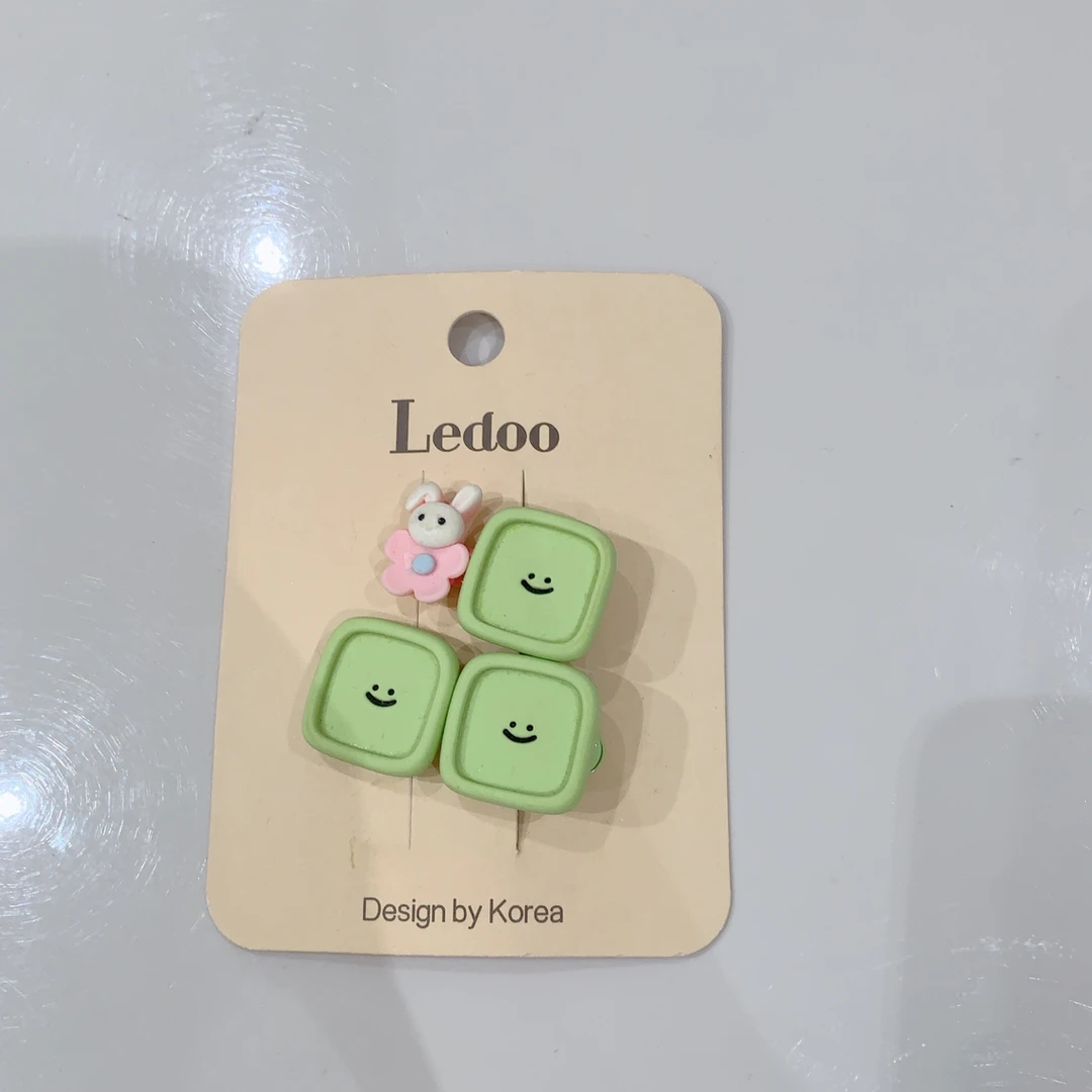 绿色方格小兔发夹