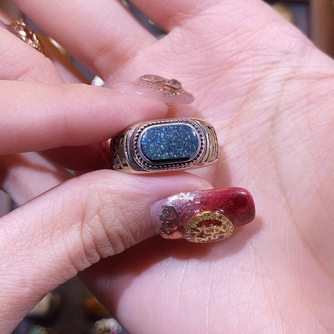 绿松石戒指银S925镶嵌晓*戒指