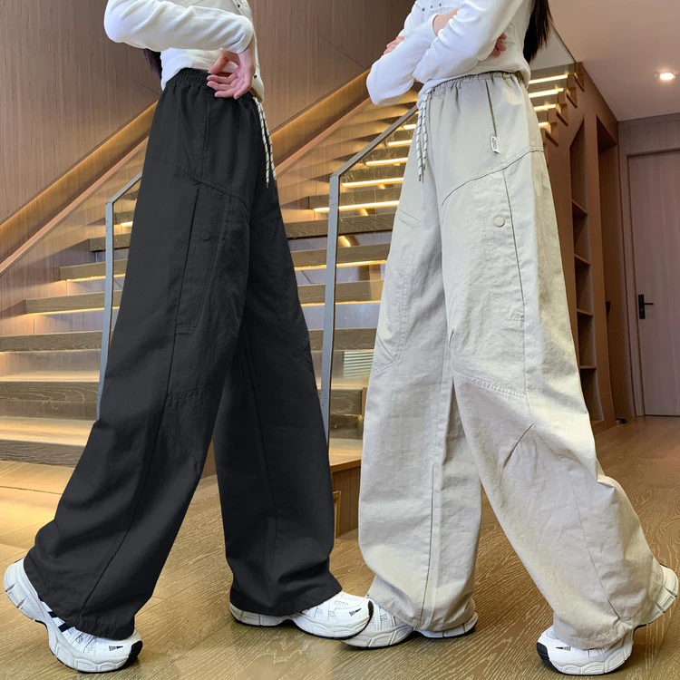 女童12-15岁裤子秋季新款宽松休闲裤中大童春秋款直筒阔腿裤