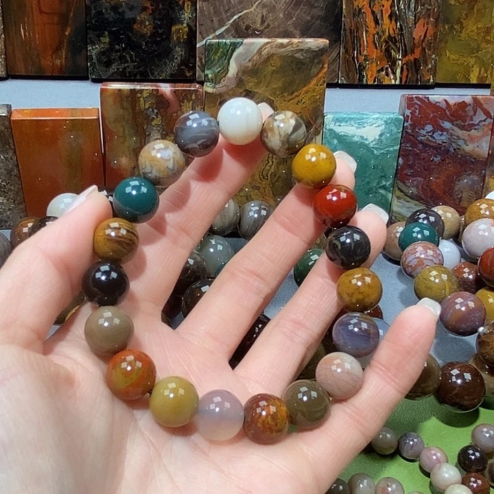 悠***唐硅化玉未镶嵌天然北票树化玉手串11.7