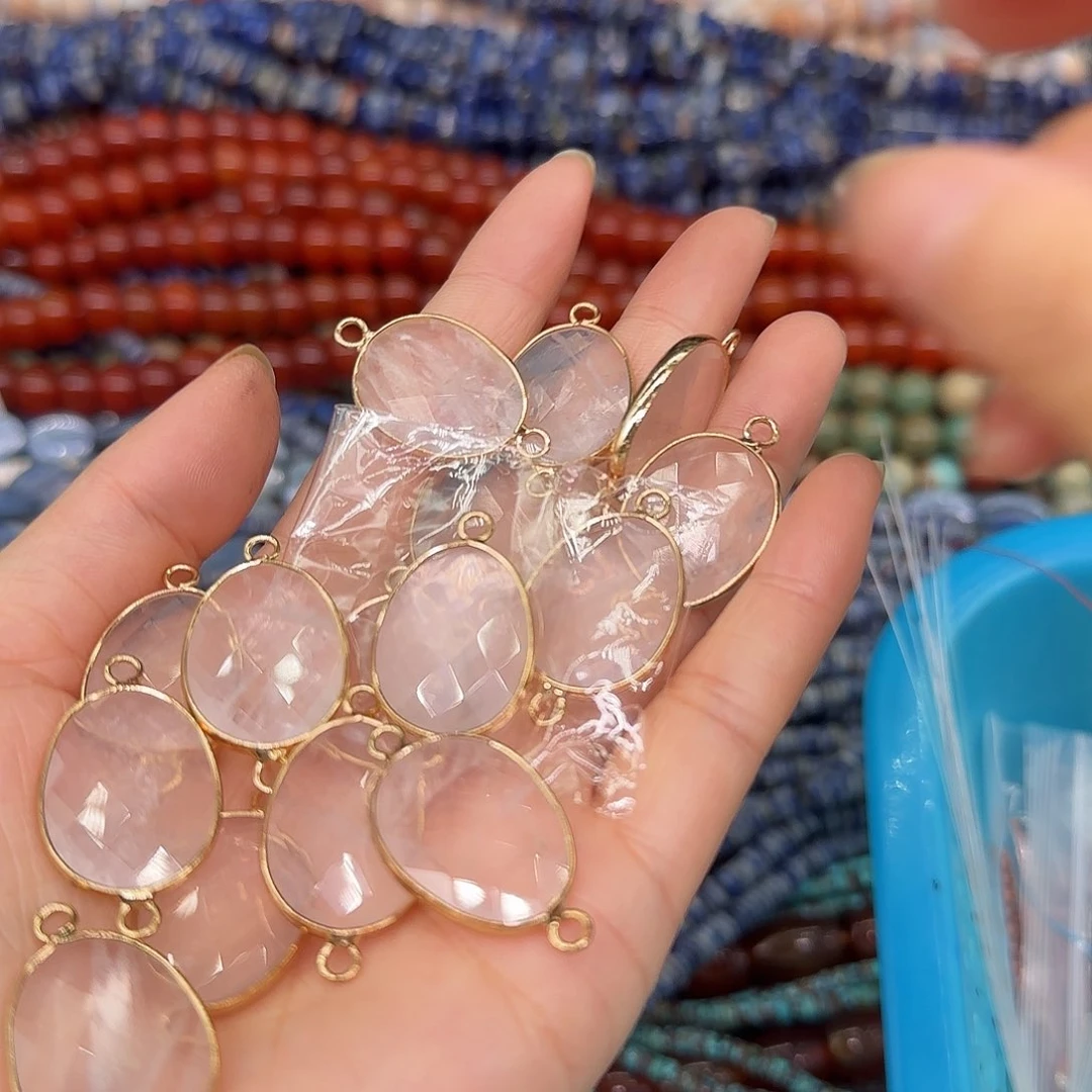 玛瑙/玉髓合金珠宝半成品马粉双孔一颗