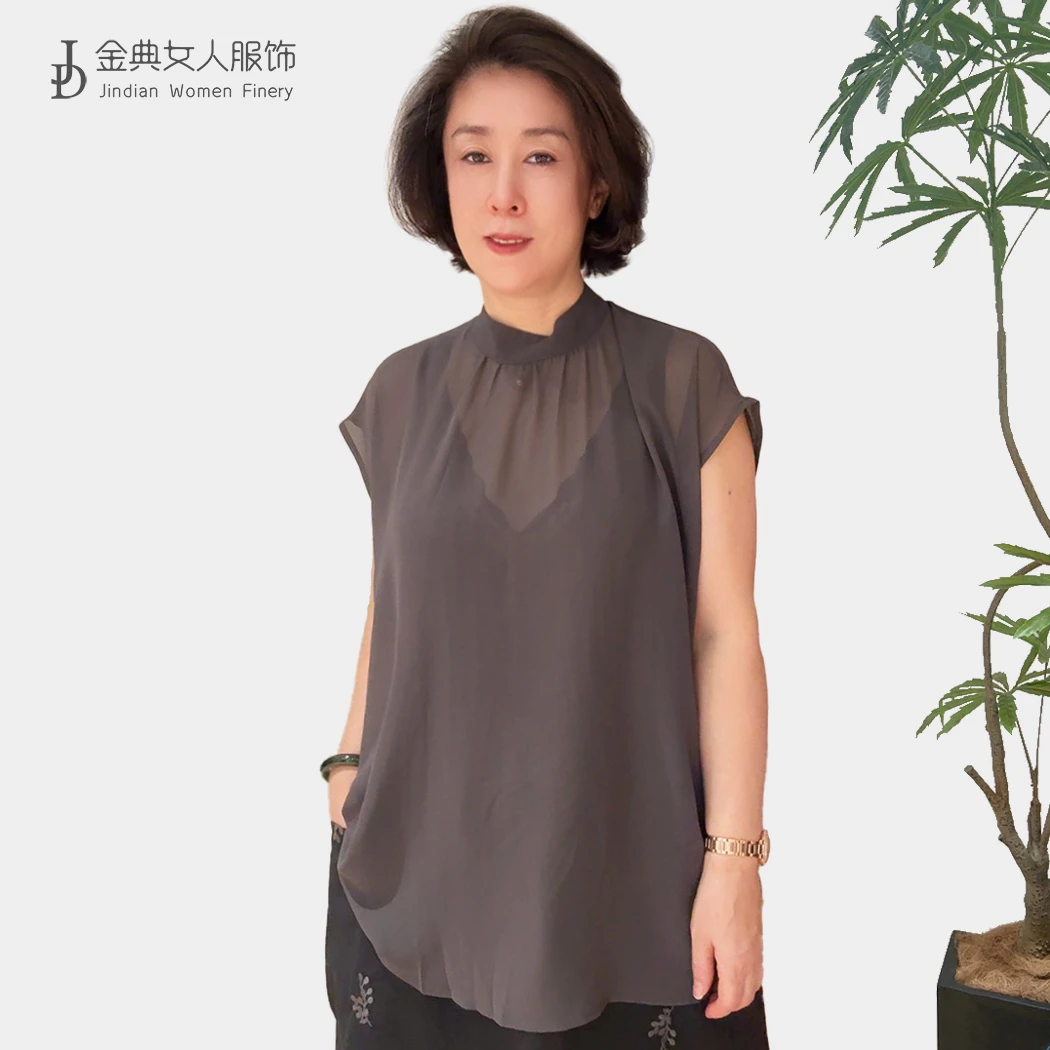 【金典女人服饰】法式气质微透两面穿单排扣衬衫  显瘦女士上衣S092