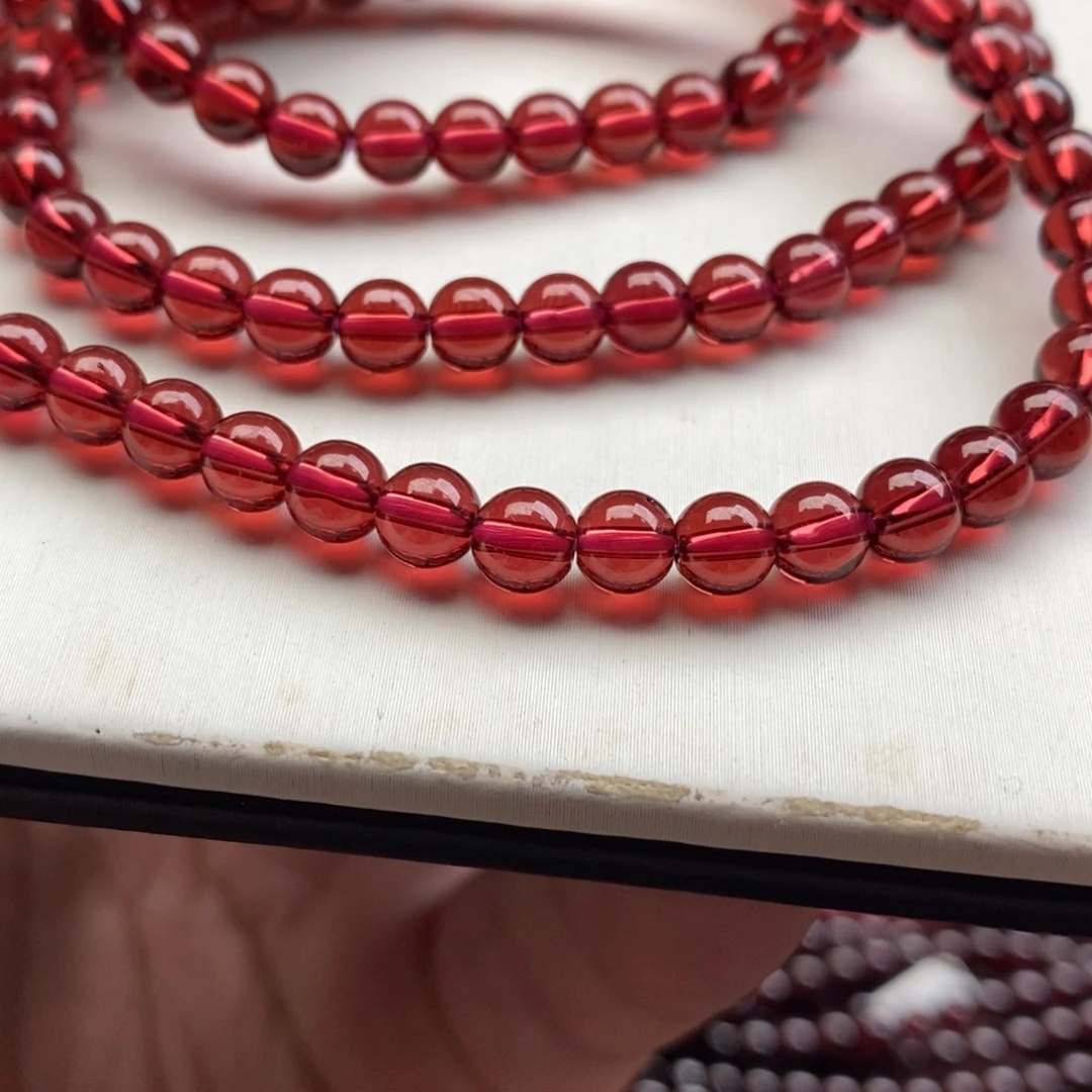 手链未镶嵌石榴石5.6mm收藏级香槟粉