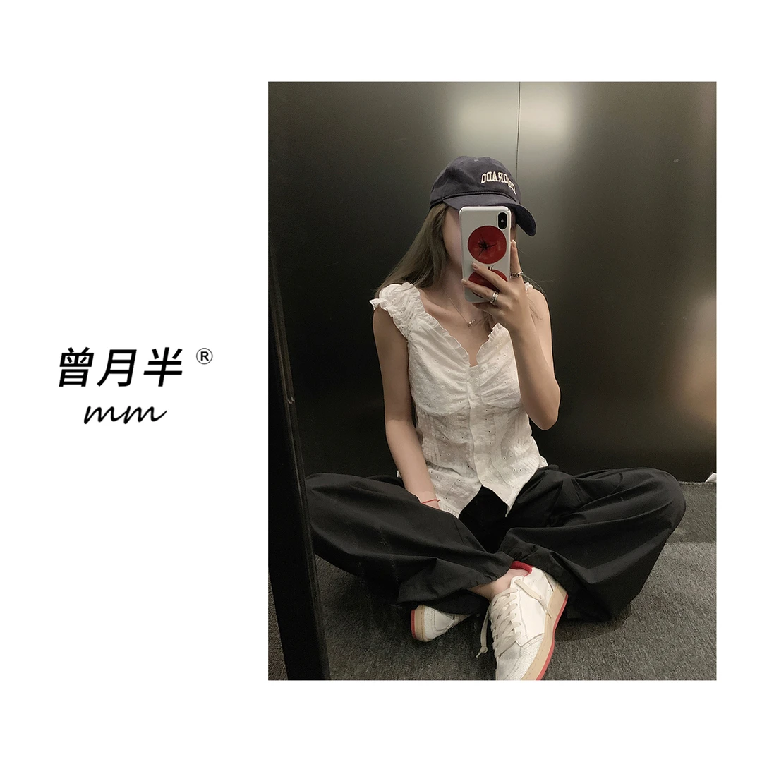 曾月半《花千骨》夏日花房刺绣专机压皱镂空蕾丝边小衫！ZS1170