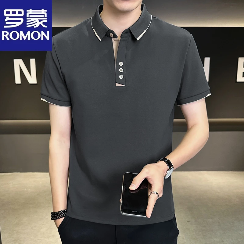 Romon/罗蒙短袖男夏季Polo衫冰丝速干polo衫t恤男士百搭休闲潮流