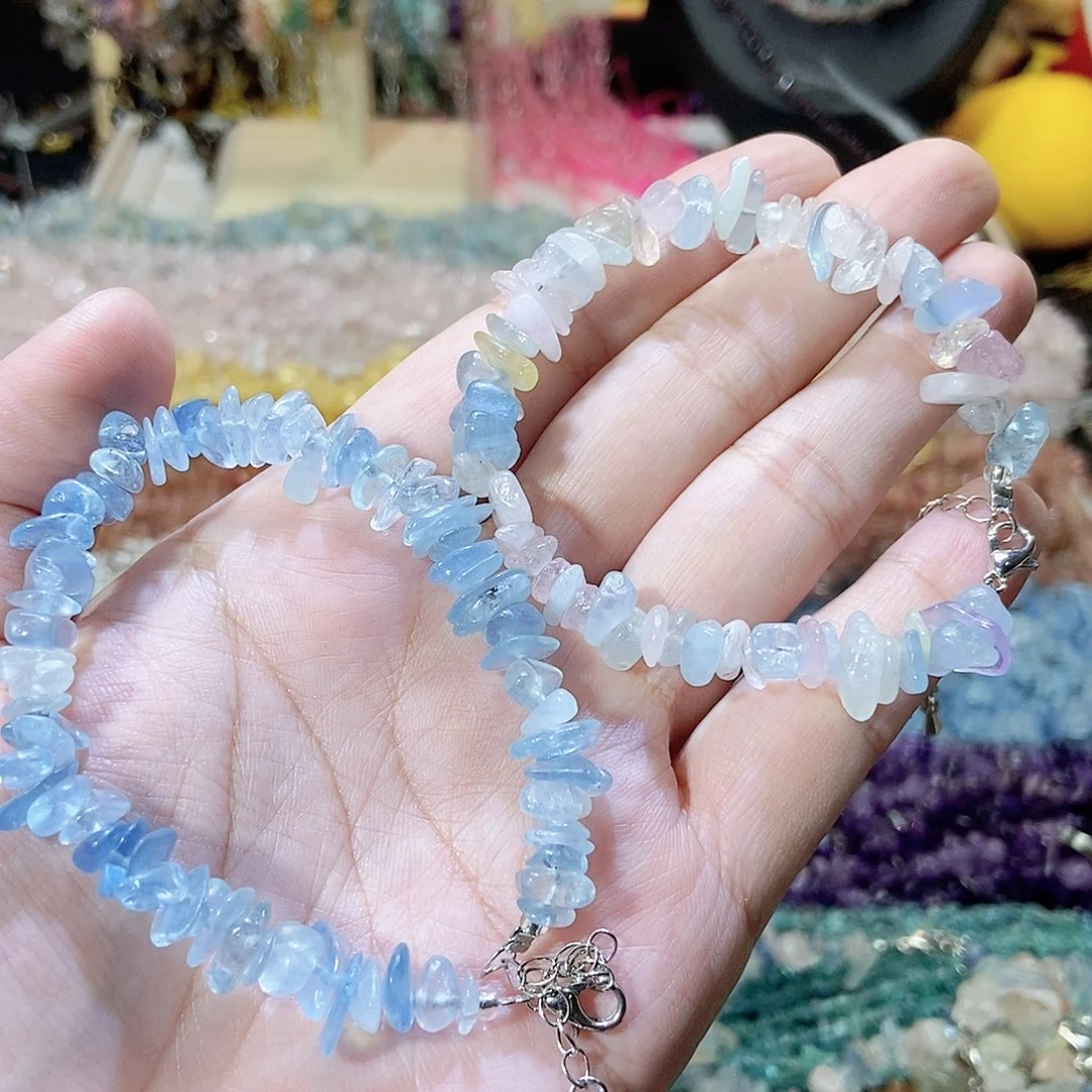未镶嵌珠宝半成品水晶海蓝宝摩根手链