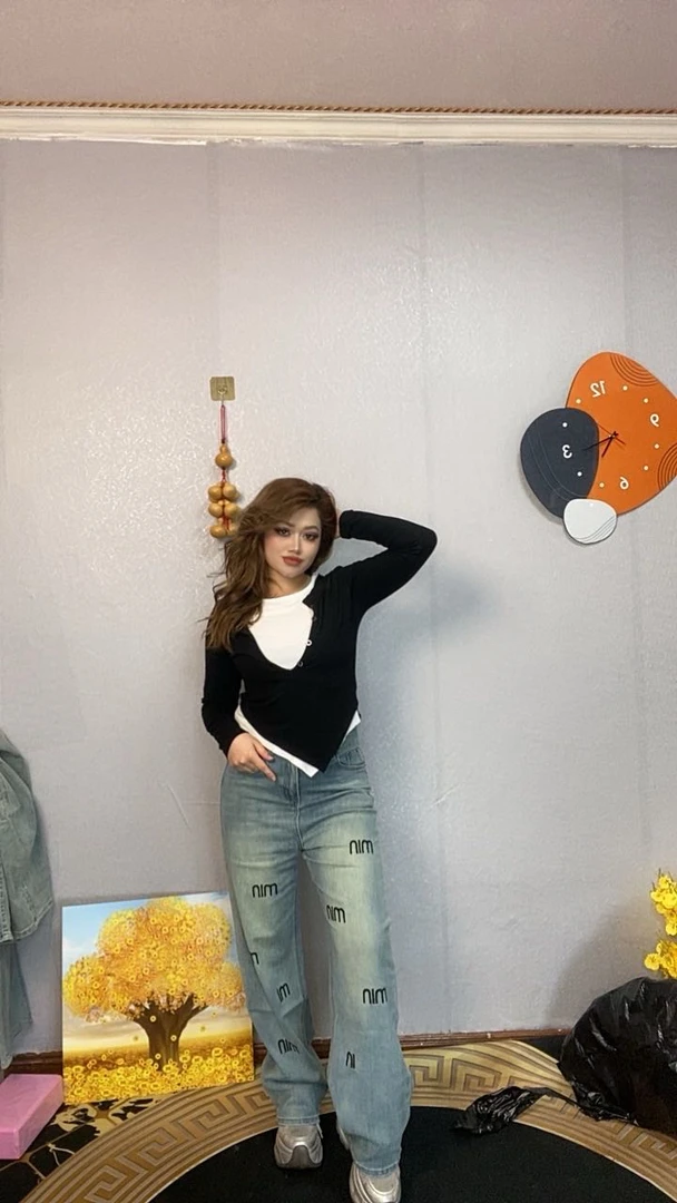 2578牛仔裤女秋冬款新款直筒裤高腰显瘦拖地裤时尚修身