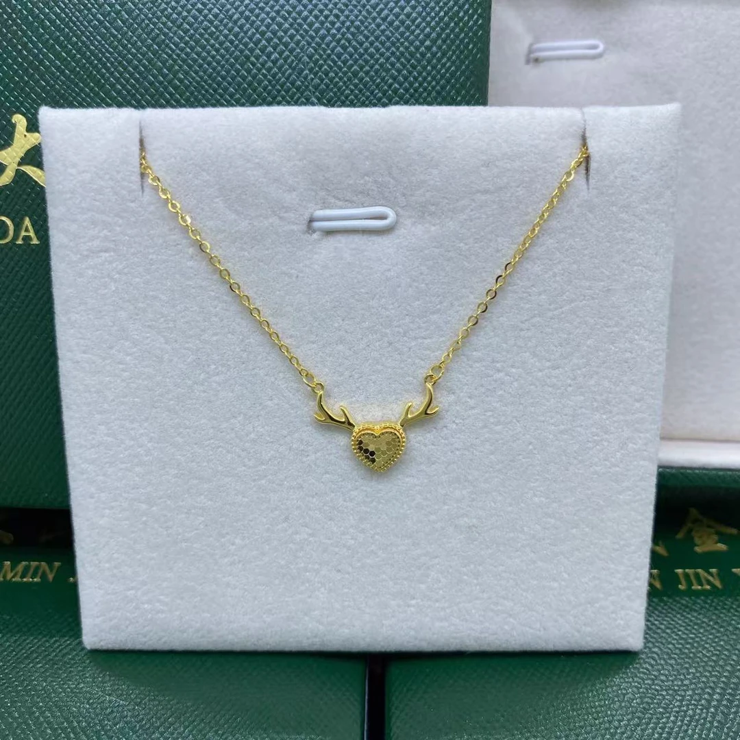 #7262黄18K金Au750精品一路有你爱心套链