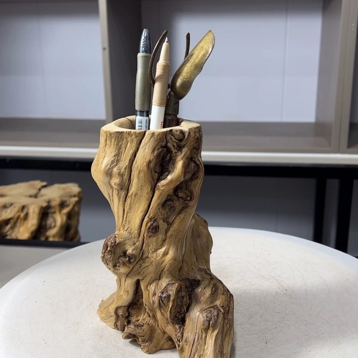 木石榴木榴疤茶桶笔筒