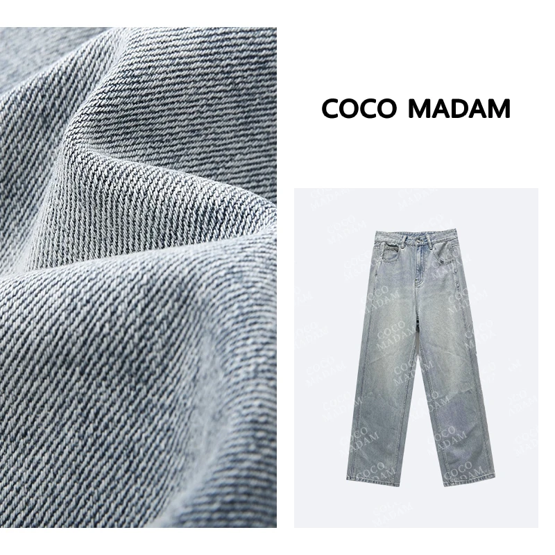 ANNI · Ani-A996 复古水洗做旧浅牛仔裤女直筒宽松休闲长裤子