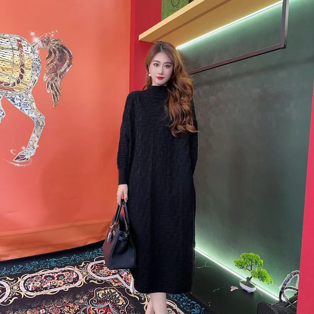 139多金大码减长款A字裙子秋冬季新款女装设计连衣裙女