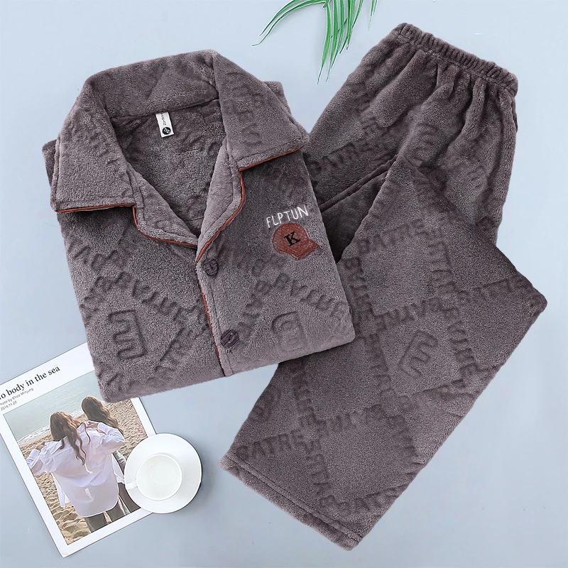 青少年睡衣男冬天珊瑚绒加厚加绒大码2025年新款学生保暖家居服