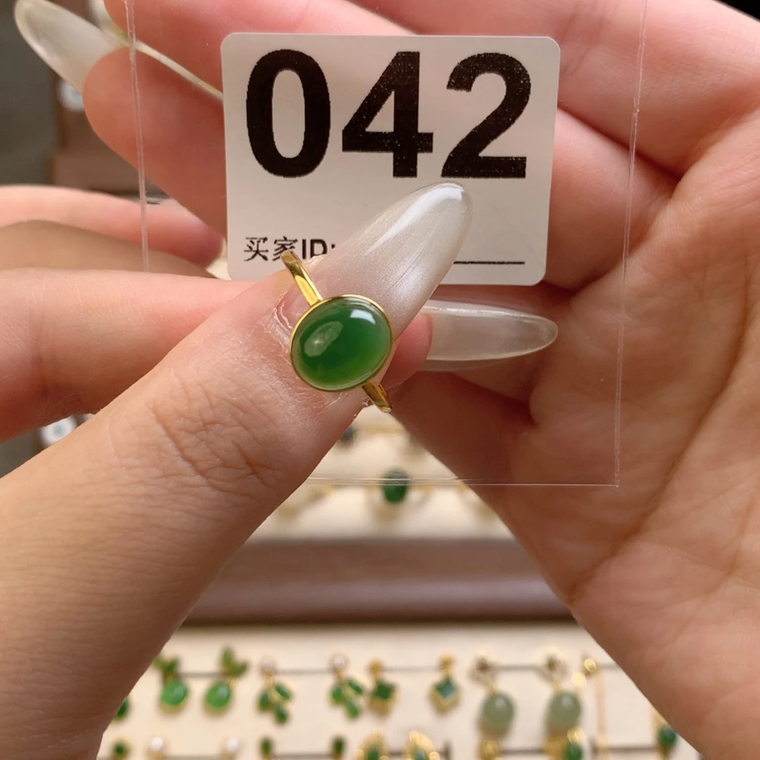 @***@和田玉戒指银S925镶嵌042