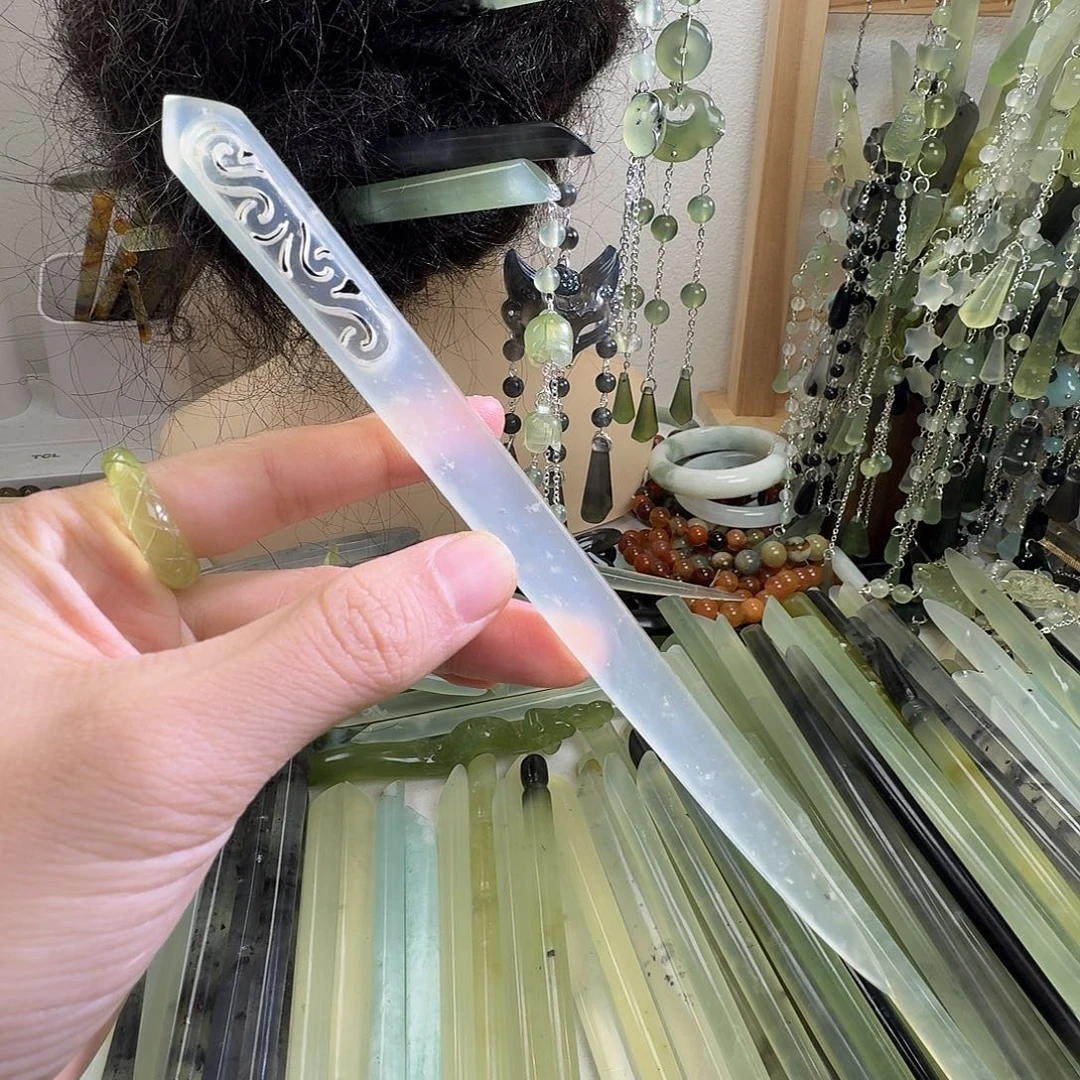 蛇纹石玉合金发饰