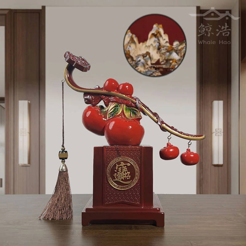 新中式柿柿如意摆件家居客厅酒柜电视柜办公室装饰品乔迁新居礼品