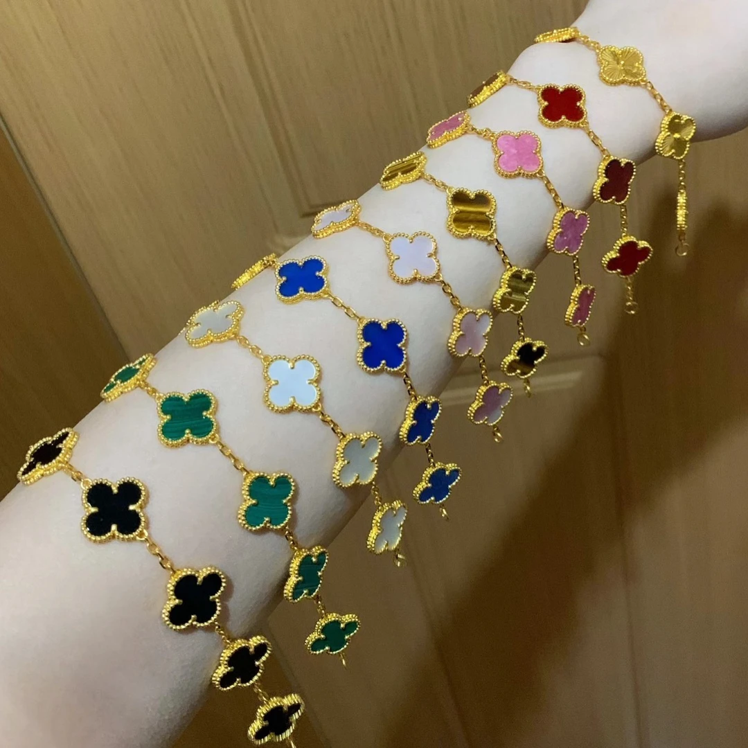 足银手链 足银手链【彩色五花四叶草手链3044】