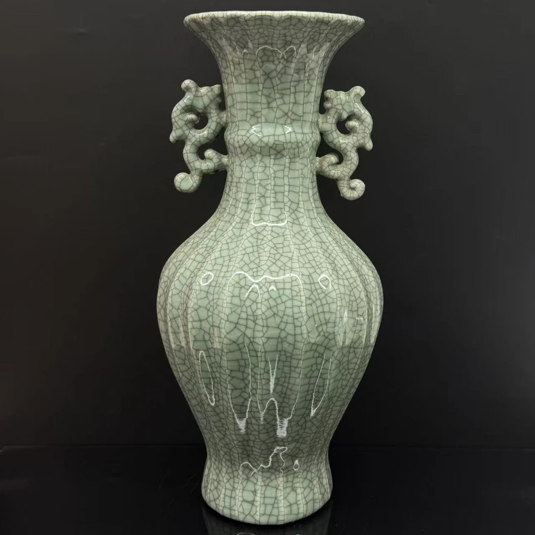 Lot61哥釉龙耳尊-清代年制高45-DZ11190028001042