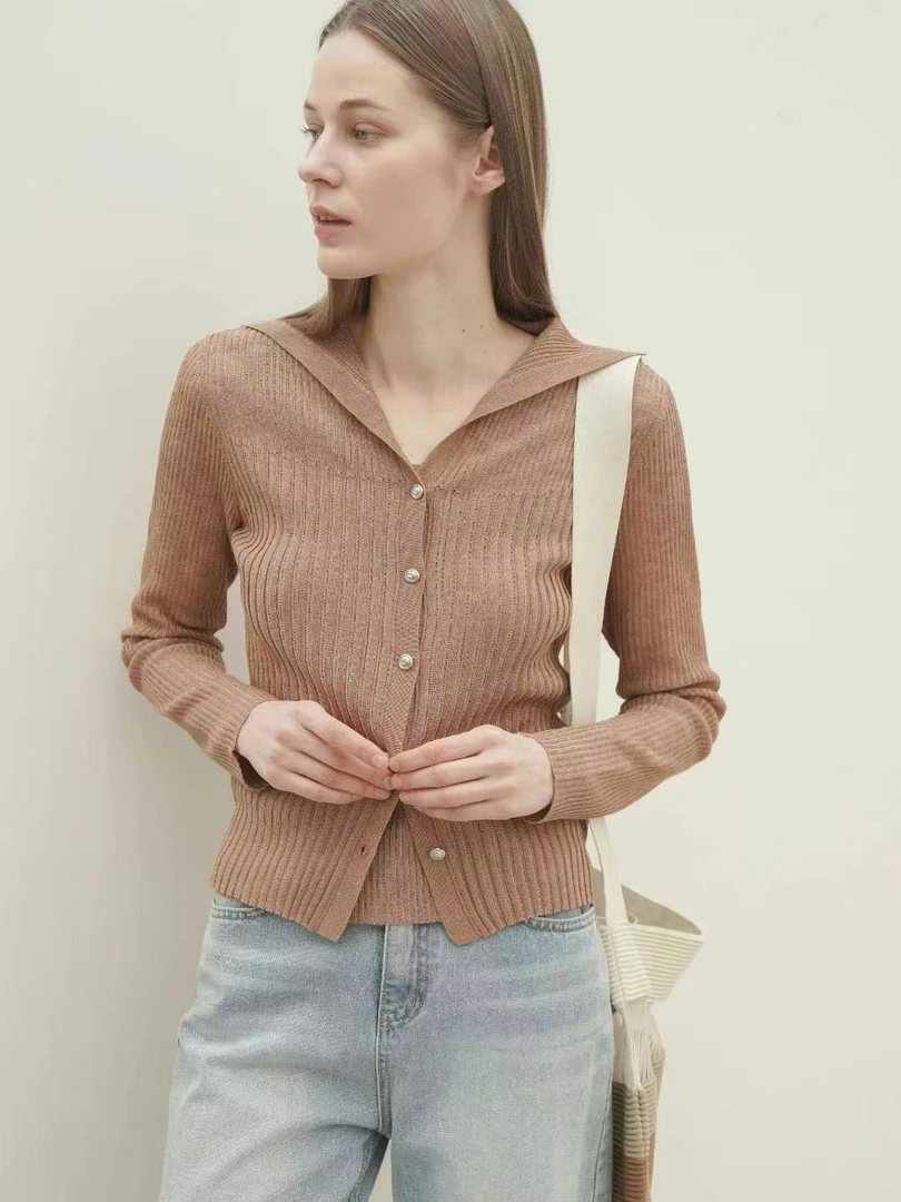 韩国女装 开衫设计时尚针织衫 长袖