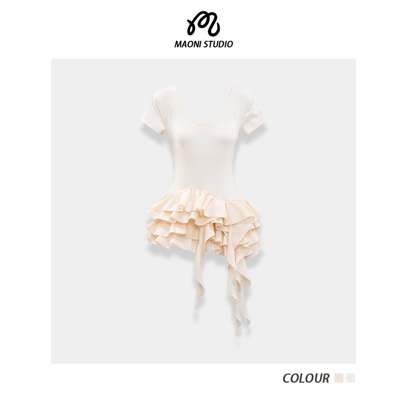 毛妮LADIESFIRST【甜辣双修】甜美风短袖连衣裙叠层蓬蓬短裙L1930