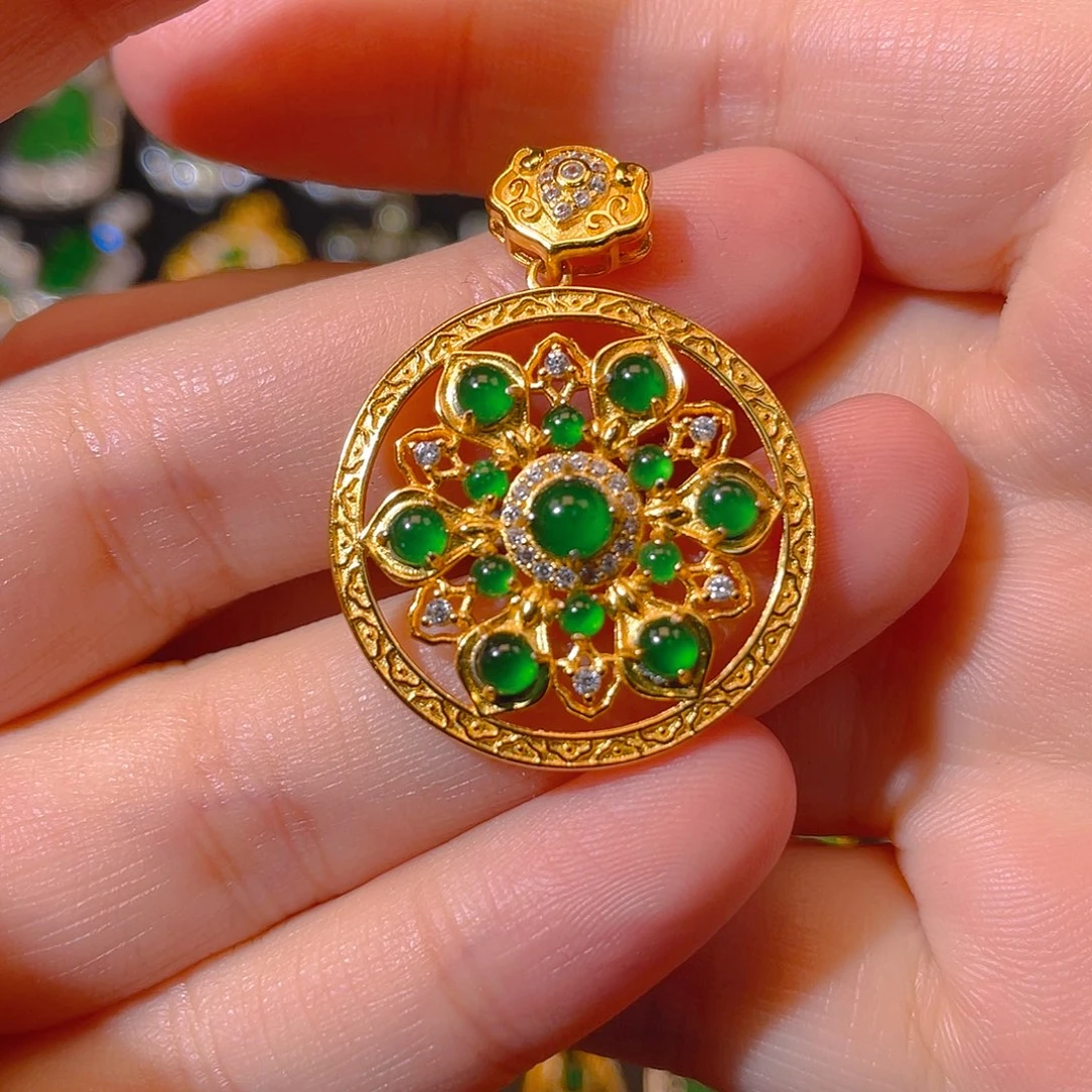 翡翠银S925镶嵌吊坠(不含链)
