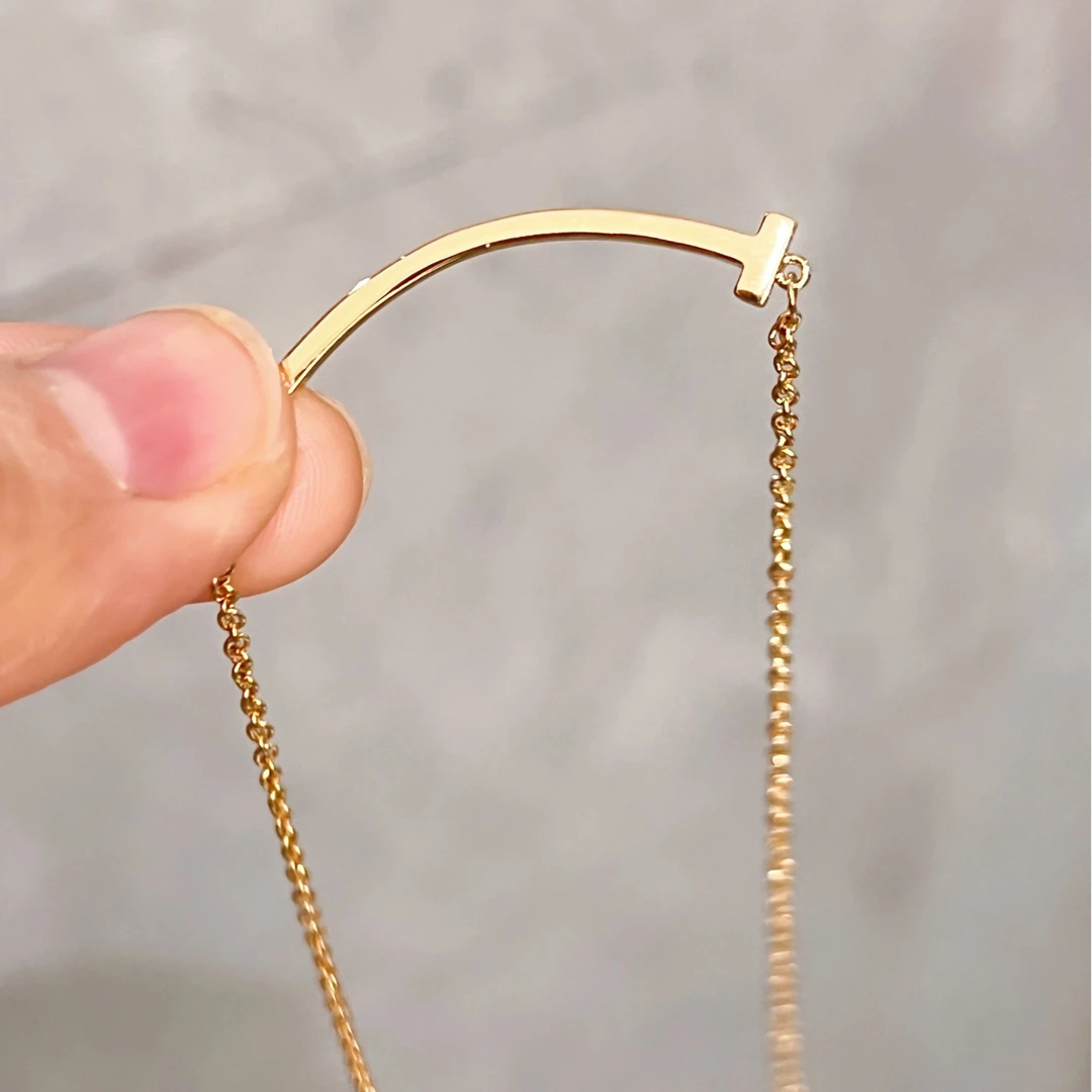 合金项链 镀K金 经典满钻微笑项链气质百搭轻奢高级感