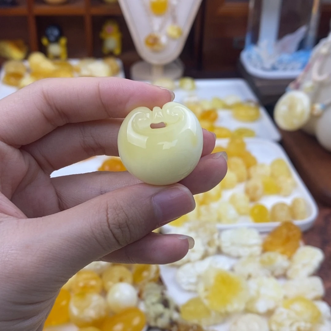 未镶嵌琥珀手链蜜蜡元宝锁