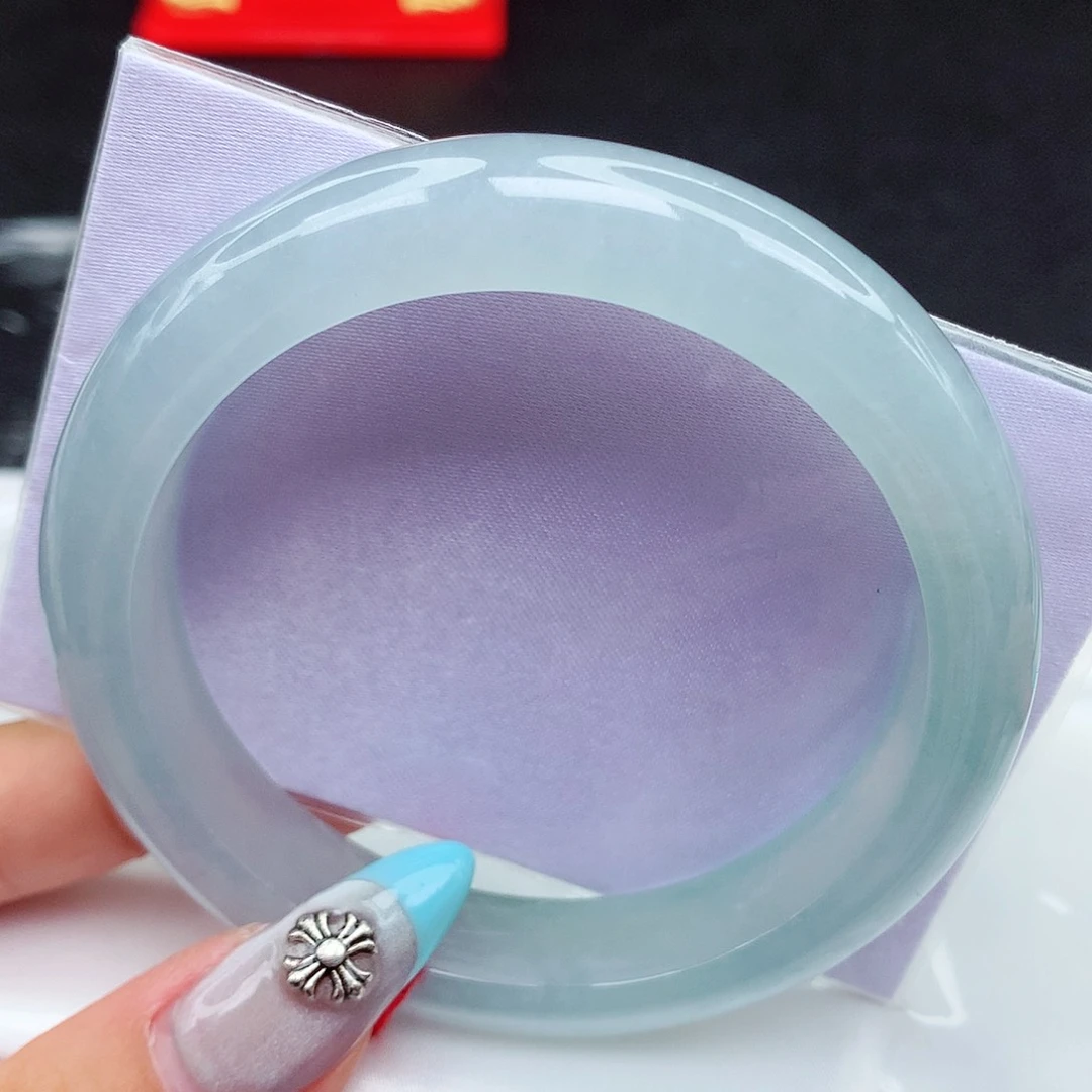 翡翠手镯未镶嵌翡翠56.3蓝冰正圈