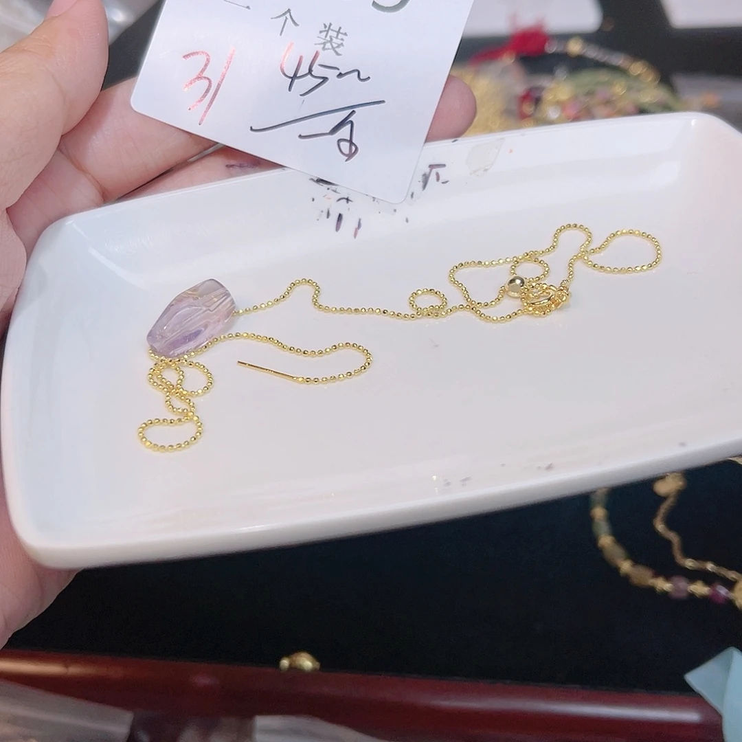 紫晶珠宝半成品银S925镀金镶嵌209