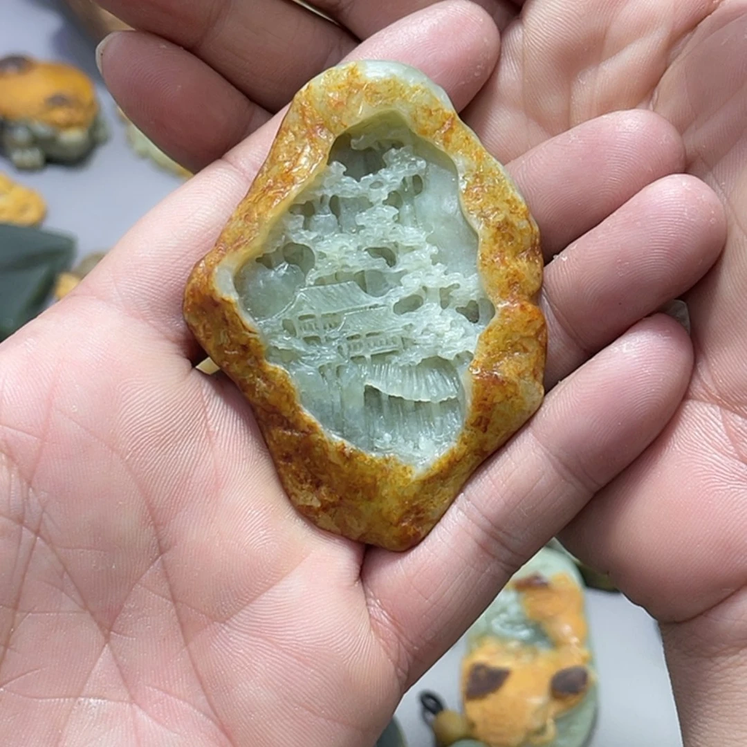 【闪购商品】岫岩河磨玉（透闪石质玉）把件未镶嵌用****6