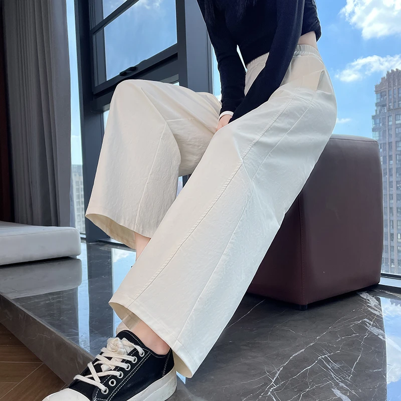 窄版阔腿裤女2025春秋新款直筒休闲弯刀裤显瘦高腰百搭垂感八分裤