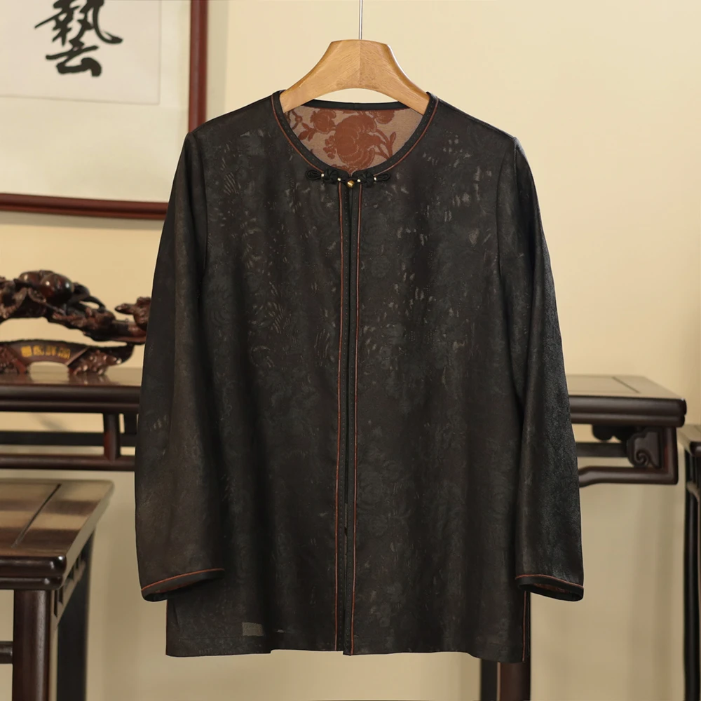 [京华苏艺] 芙蓉花双非遗四经绞罗外搭衬衫上衣 68538S