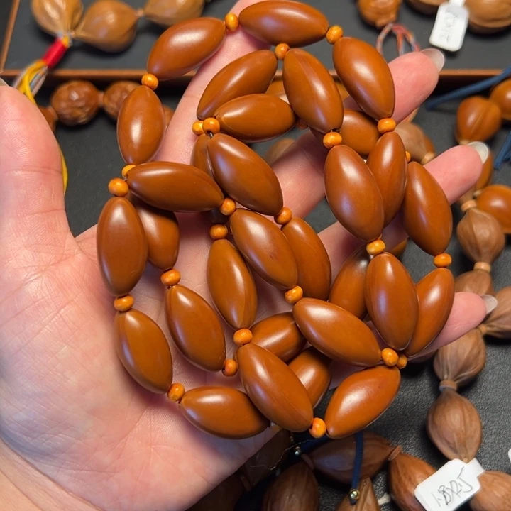手串/手链橄榄核鸡血红小油核30颗勃挂