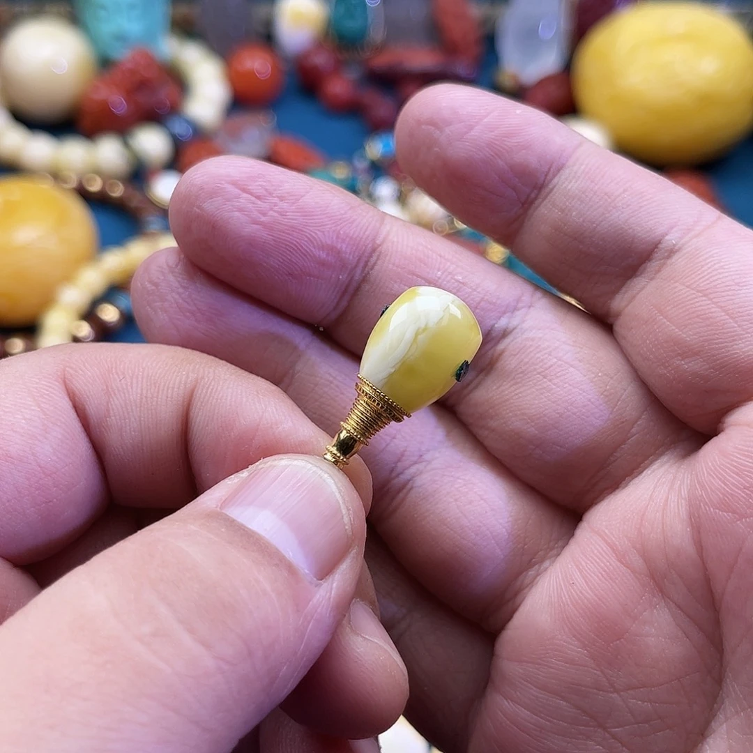 琥珀18K金镶嵌珠宝奇石35