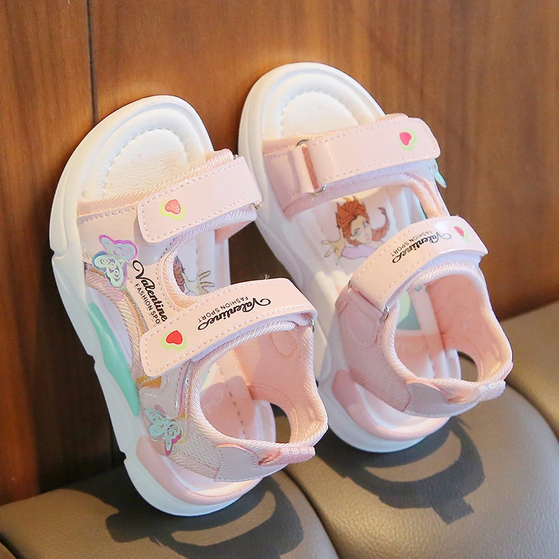 女童凉鞋露趾2025夏季新款沙滩鞋卡通小女孩公主鞋软底宝宝鞋
