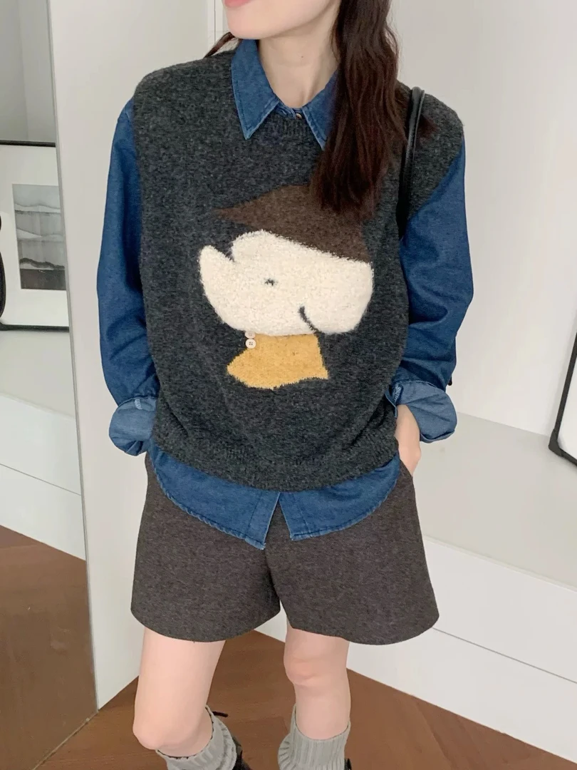 大尚同款卡通马甲两件套