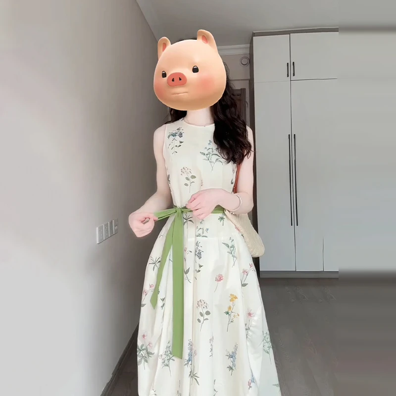 法式温柔风碎花无袖连衣裙子女夏季2025新款小个子高级感背心长裙