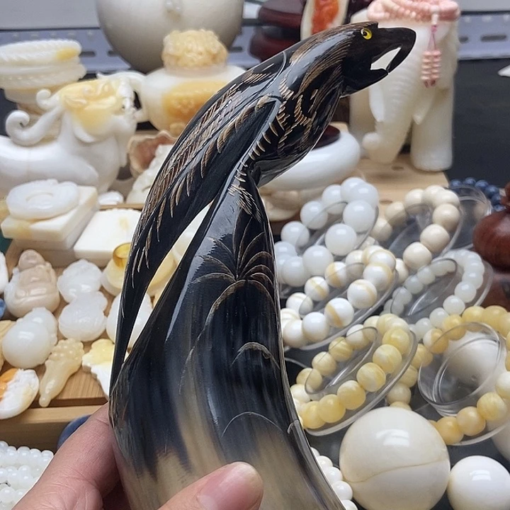 非金属贝壳牦牛角摆件