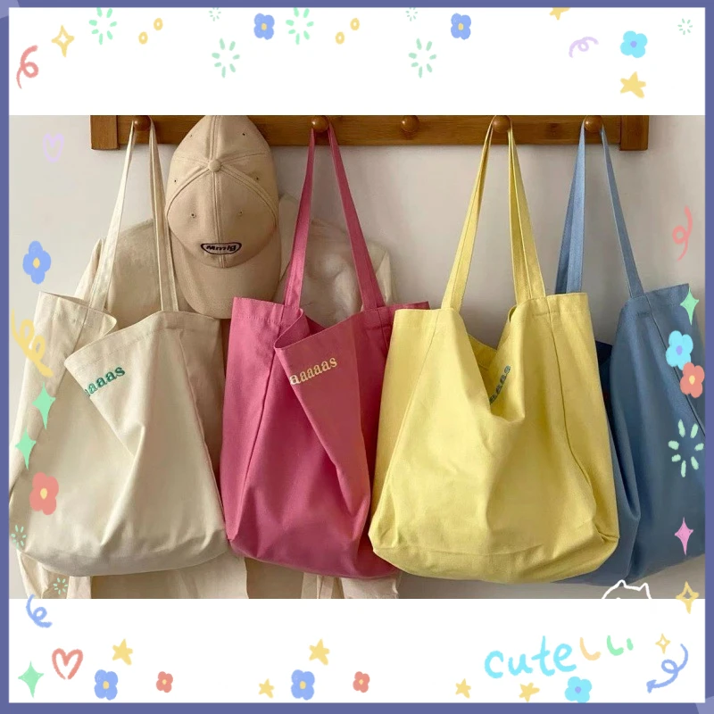 ins单肩包小众大容量学生帆布包学生简约日常背休闲托特包D184