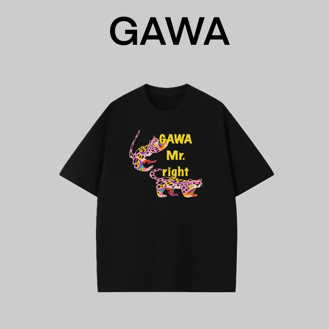 GAWA夏季美式潮流休闲T恤纯棉100棉ins小众设计感印花短袖上衣