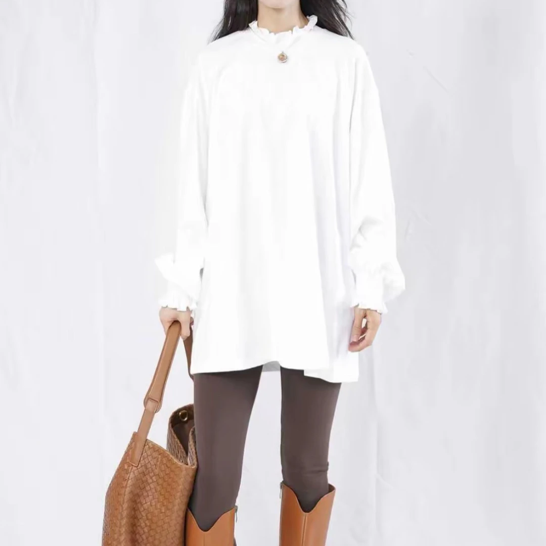 「菲代尔花边衫」气质时尚休闲日常百搭简约显瘦慵懒感宽松简约衫女
