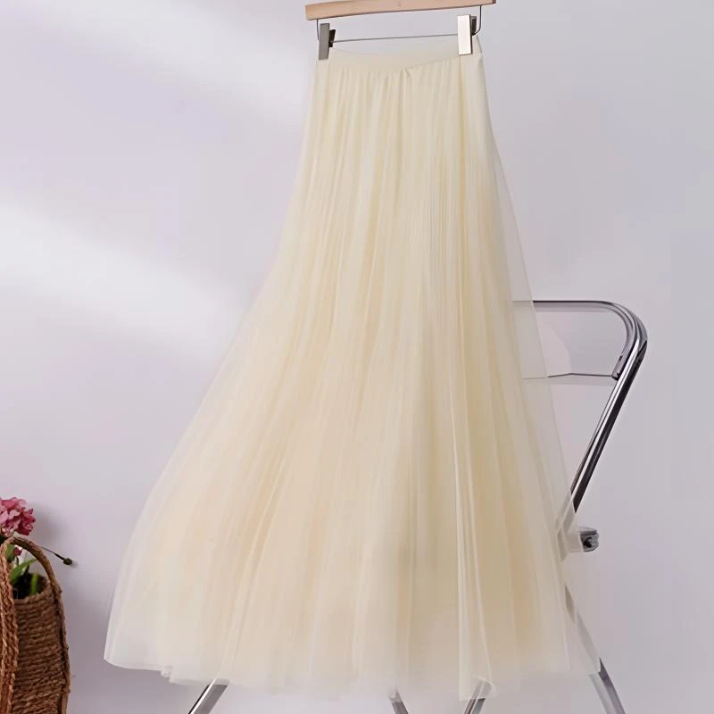 高品质网纱半身裙显瘦大摆A字裙秋冬款720度广场舞裙新疆舞网纱裙