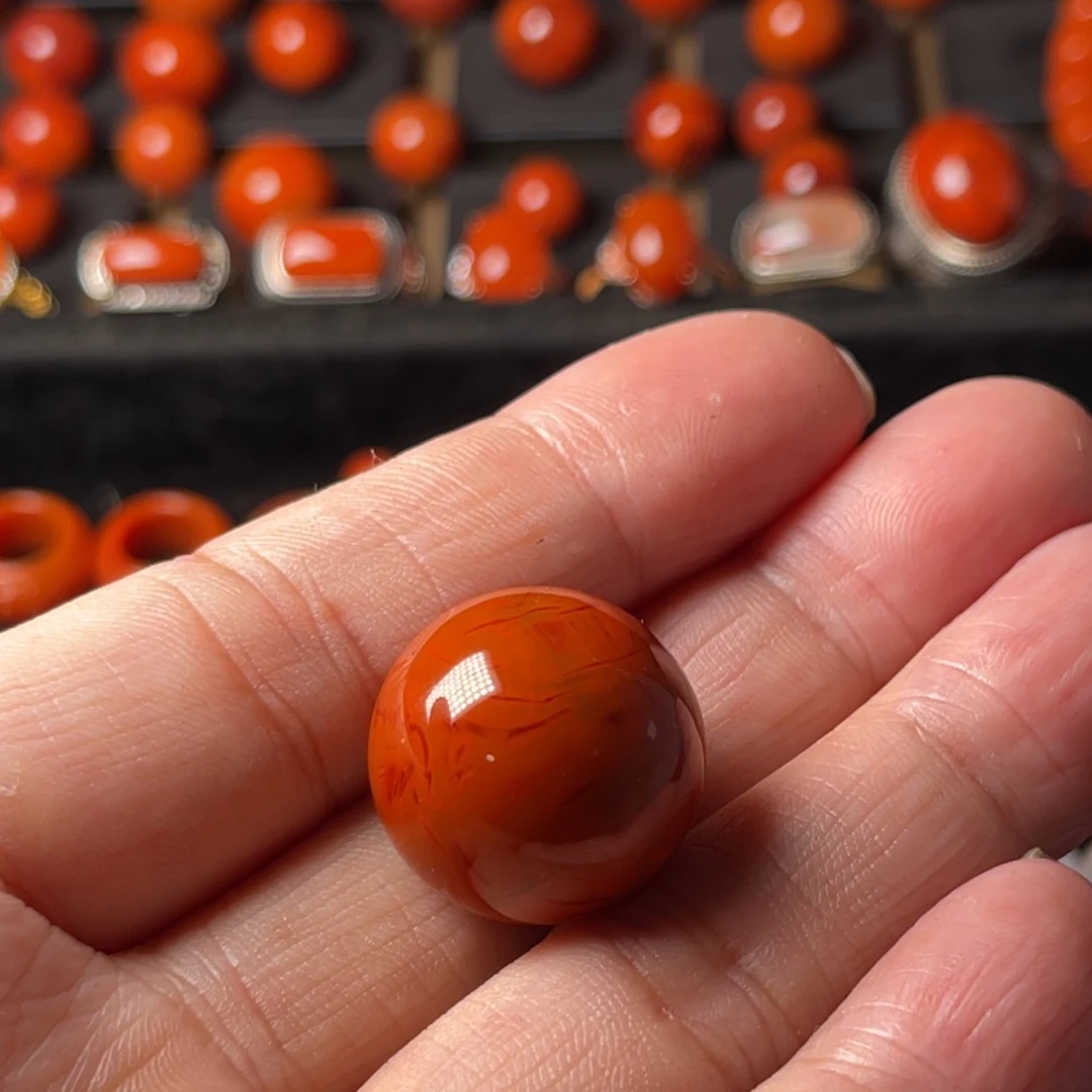 南红玛瑙未镶嵌单珠21.5