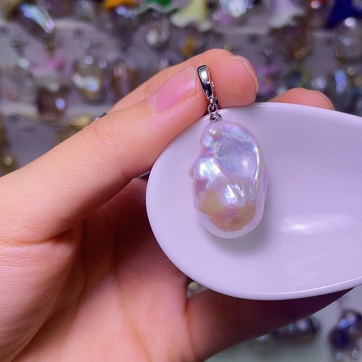 淡水珍珠吊坠(不含链)银S925镶嵌11