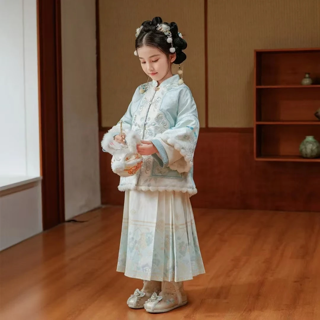 【8080】【】国风重工刺绣外套+马面裙两件套中大女童套装